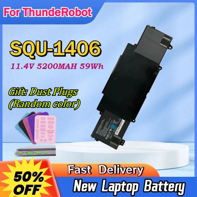 14.4V 5200MAH 59Wh SQU-1406 Laptop Battery For ThundeRobot 911 911-S1 S2/A/B/C/D/E/G S3 S5A S5T S6 T1 T2 T5 M1/2/3/4/5/6 F1