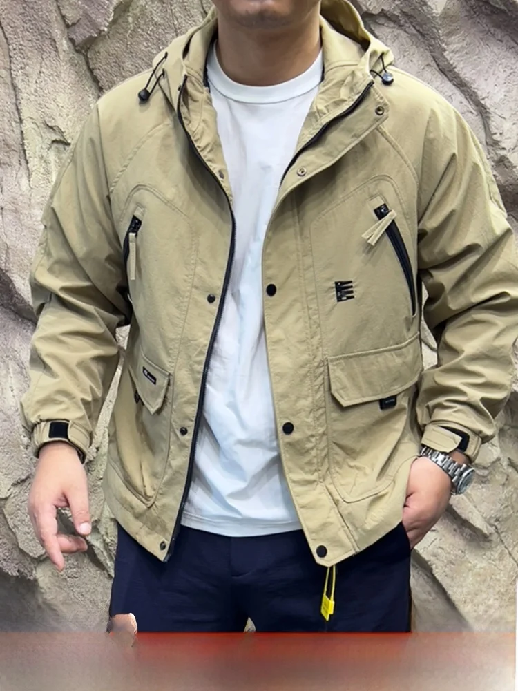 

Мужская уличная ветрозащитная куртка с капюшоном, функциональная рабочая одежда, весенне-осенняя повседневная толстовка со стойкой Long Sve