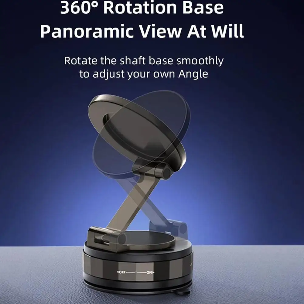 Car Magnetic Phone Holder with Vacuum Adsorption 360° Rotation Adjustable Stand for Dashboard Wall Tile Mobile Phone Accessory