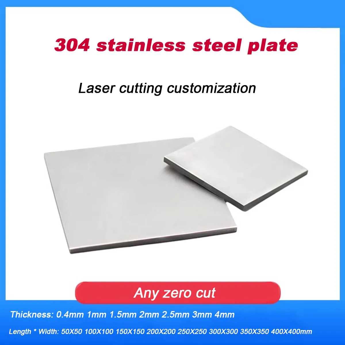 Thin Plate Shearing, Brushed/Mirror-Finish, Laser Cutting, Square Plate Bending, Drilling  304 Stainless Steel Plates