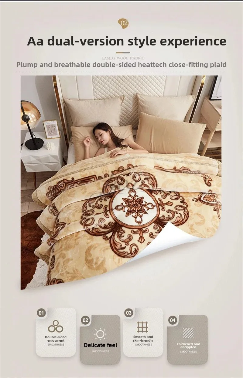 New Warm Weighted Blankets for Beds High End Thicken Warmth Raschel Blanket for Winter Autumn Double Side Plush Comforter Quilt