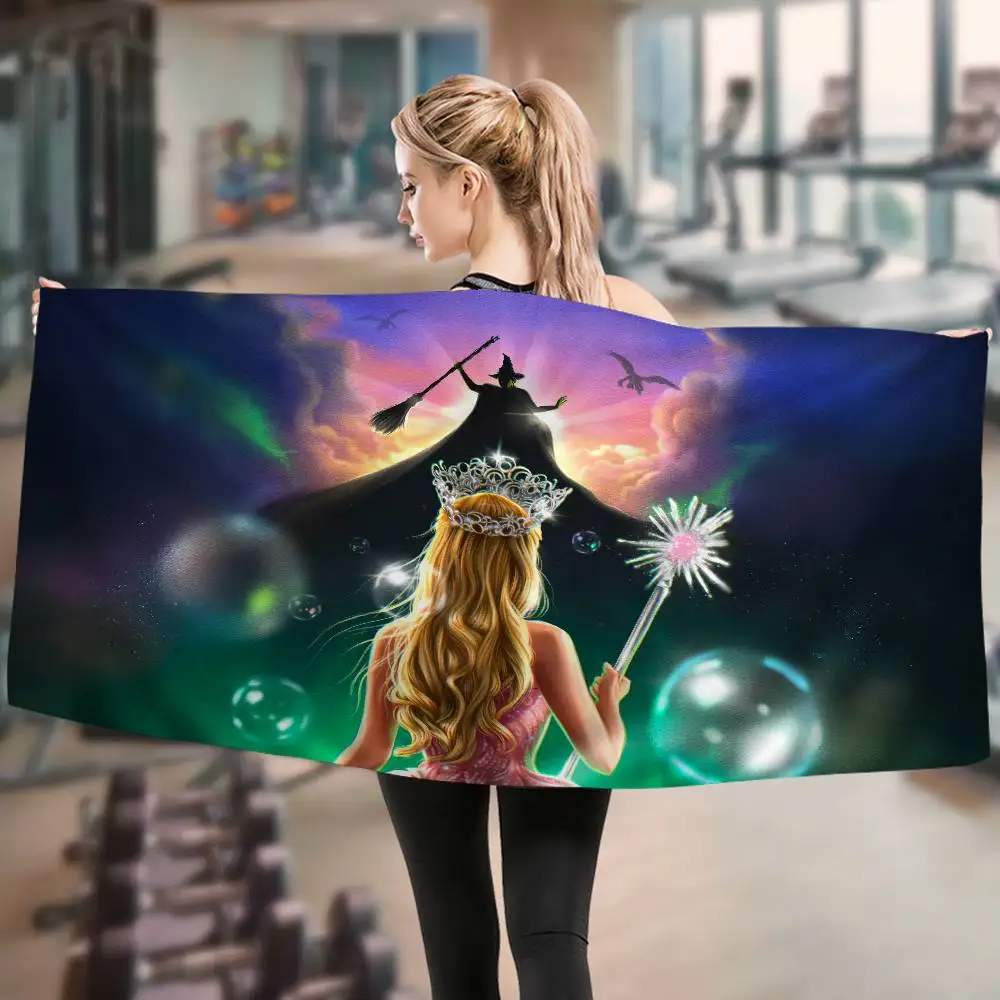 Fantasy Movie W-Wicked Microfiber Printed Beach Towel Mountain Climbing Yoga Beach Swimming Running Absorbent Soft Towel