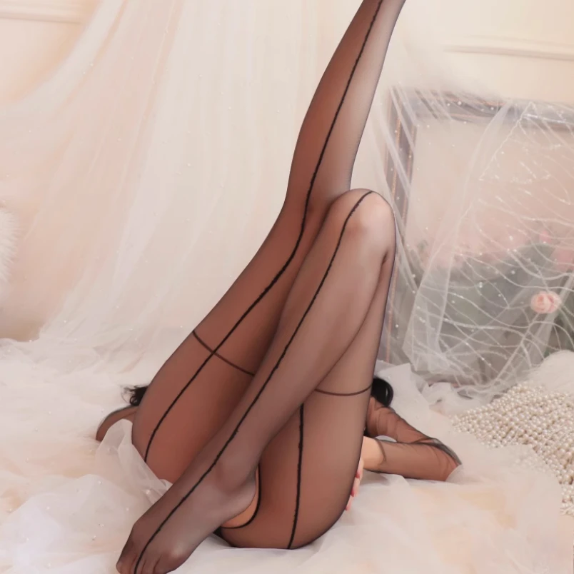 Cross Line Pantyhose Erotic Crotchless Tights Sheer Silky Body Stockings for Women Lingerie Black Red Sexy Underwear
