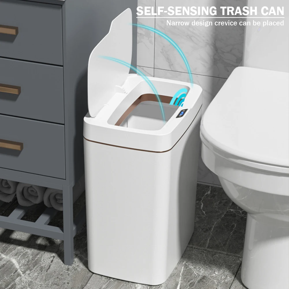 15/18L Smart Sensor Trash Can Bedroom Kitchen Garbage Tin Auto Motion Sensor Bathroom Toilet Garbage Bin Touchless Rubbish Can