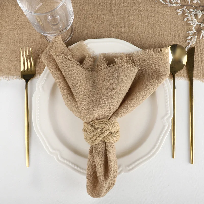 

Cotton and linen Napkin Elegan Soft Retro Burr Cloth Linen for Wedding Party Dining Everyday Use Table Decoration