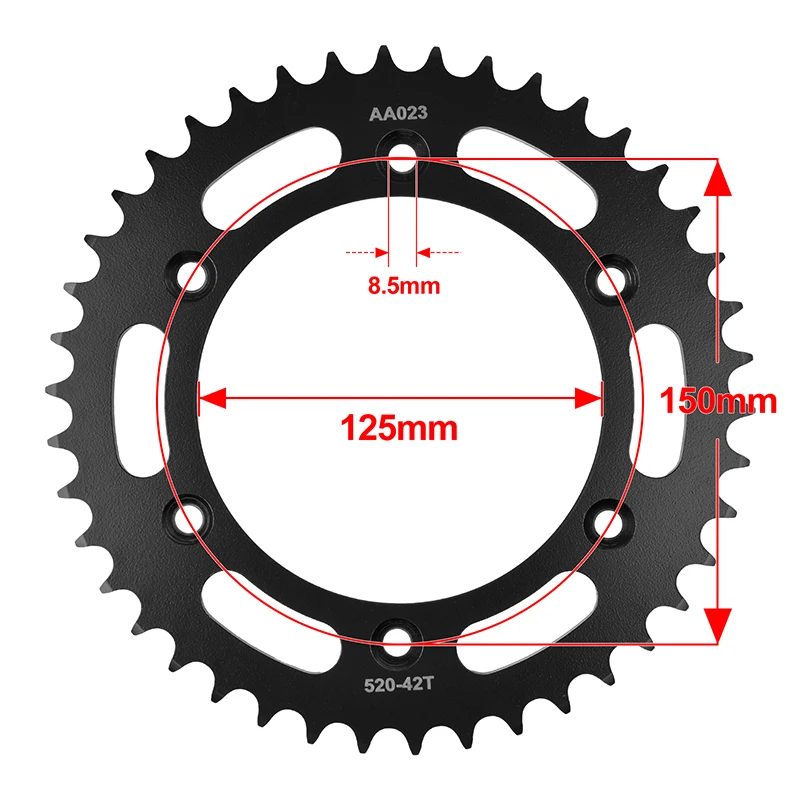 520 Chain 42 Teeth Motor Rear Sprocket 125/200/300 EXC Six Days Enduro 400 Du ke 625 640 LC4 ADV 690 Rally SMC R For KT/M 42T