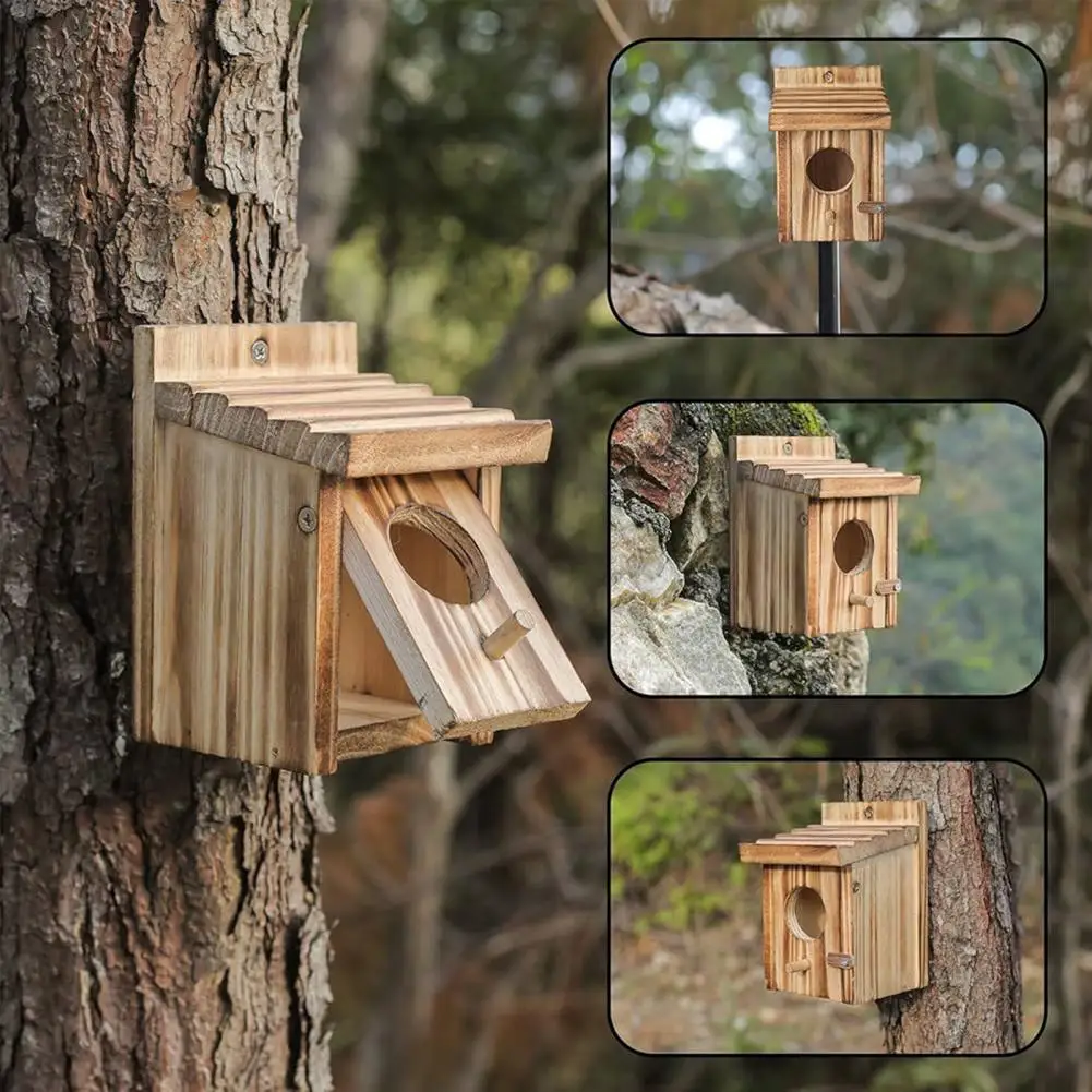 No Assembly Birdhouse Weather-resistant Bird Nest Outdoor Waterproof Wooden Bird Nest Box for Wrens for Chickadee for Garden