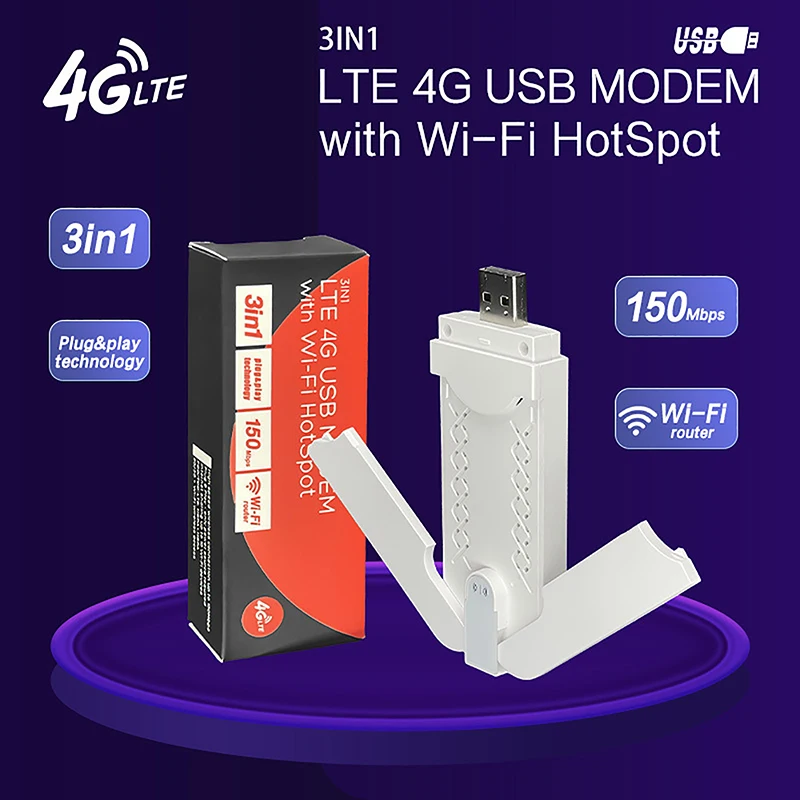 Modem 4G Klucz sprzętowy USB Router WiFi z gniazdem karty SIM 150Mbps Mobilny bezprzewodowy adapter WiFi Router 4G Home Office