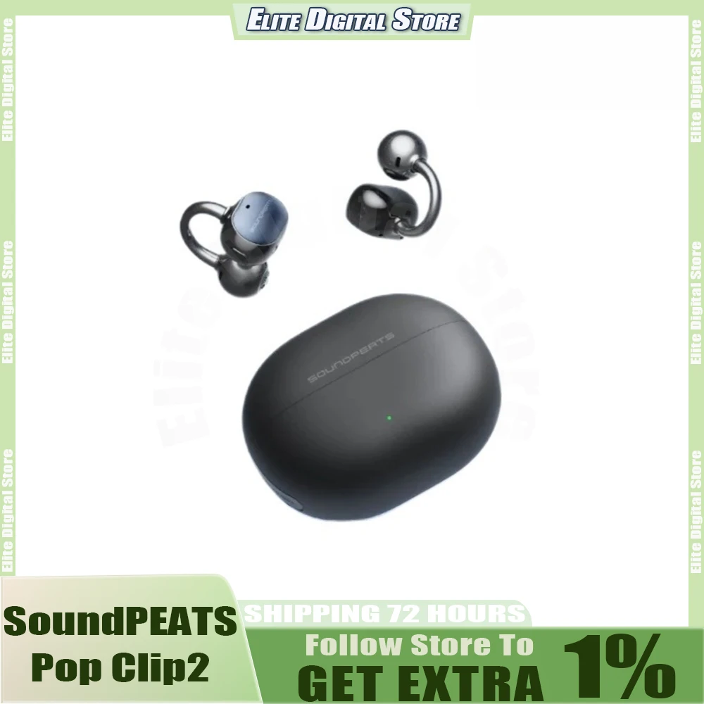 SoundPEATS Pop Clip2 Bluetooth Earphones Clip-on AI Outdoor/Sports