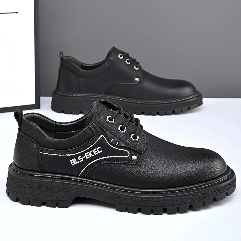 Zapatos informales de cuero para hombre, calzado antideslizante de alta calidad con punta redonda y costuras cruzadas, novedad de 2023, gran oferta