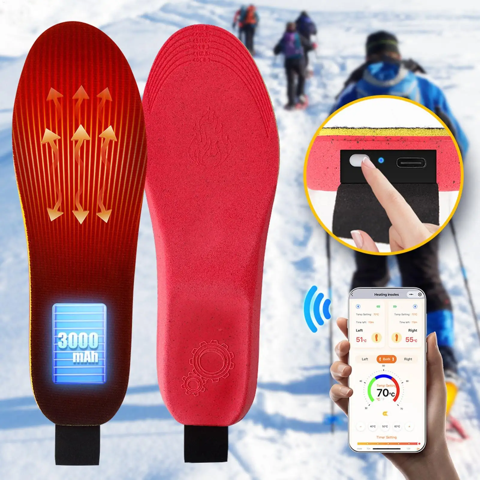 

Seanker Heated Insoles Rechargeable 3-Level Warm Winter Boot Inserts Heated Warmer Shoe Inserts For Indoor Outdoor Home School