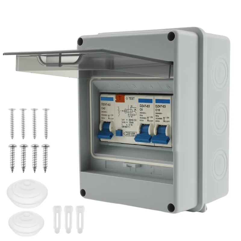 

2 Way Consumer Unit Circuit Breaker Garage Consumer Unit Circuit Breaker Panel IP65 Anti-Leakage Fuse Box for Caravans Garages