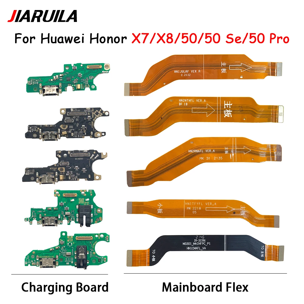 New USB Charging Port Dock Plug Socket Jack Connector Charge Main Motherboard Flex Cable Parts For Huawei Honor 50 Pro Se X7 X8