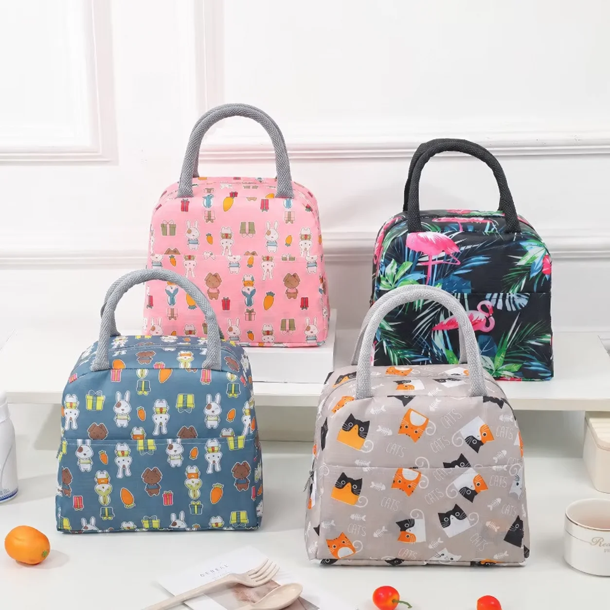 Cartoon Lunch Bag Portable Insulated Thermal Heat Children's Bento Bag Picnic Tote Kid School Lunch Box Bags Cooler Ice Pack New