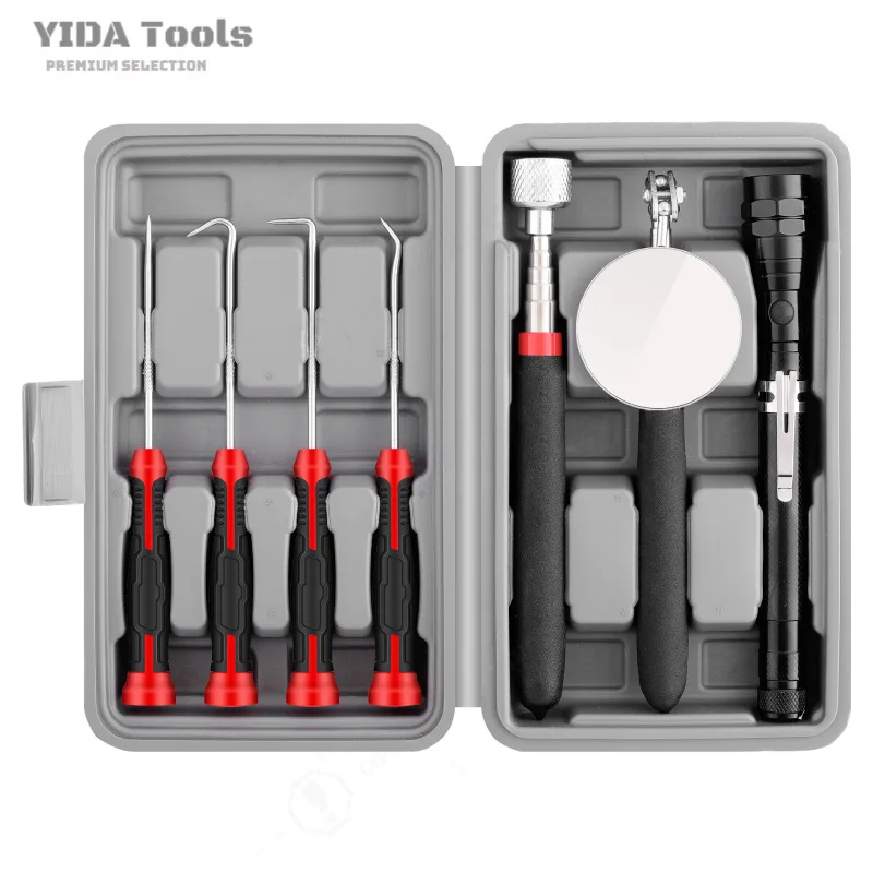 7pcs Telescopic Magnetic Pick Up Tool Set Auto Repair Kit Inspection Mirror Seal Puller Wrench