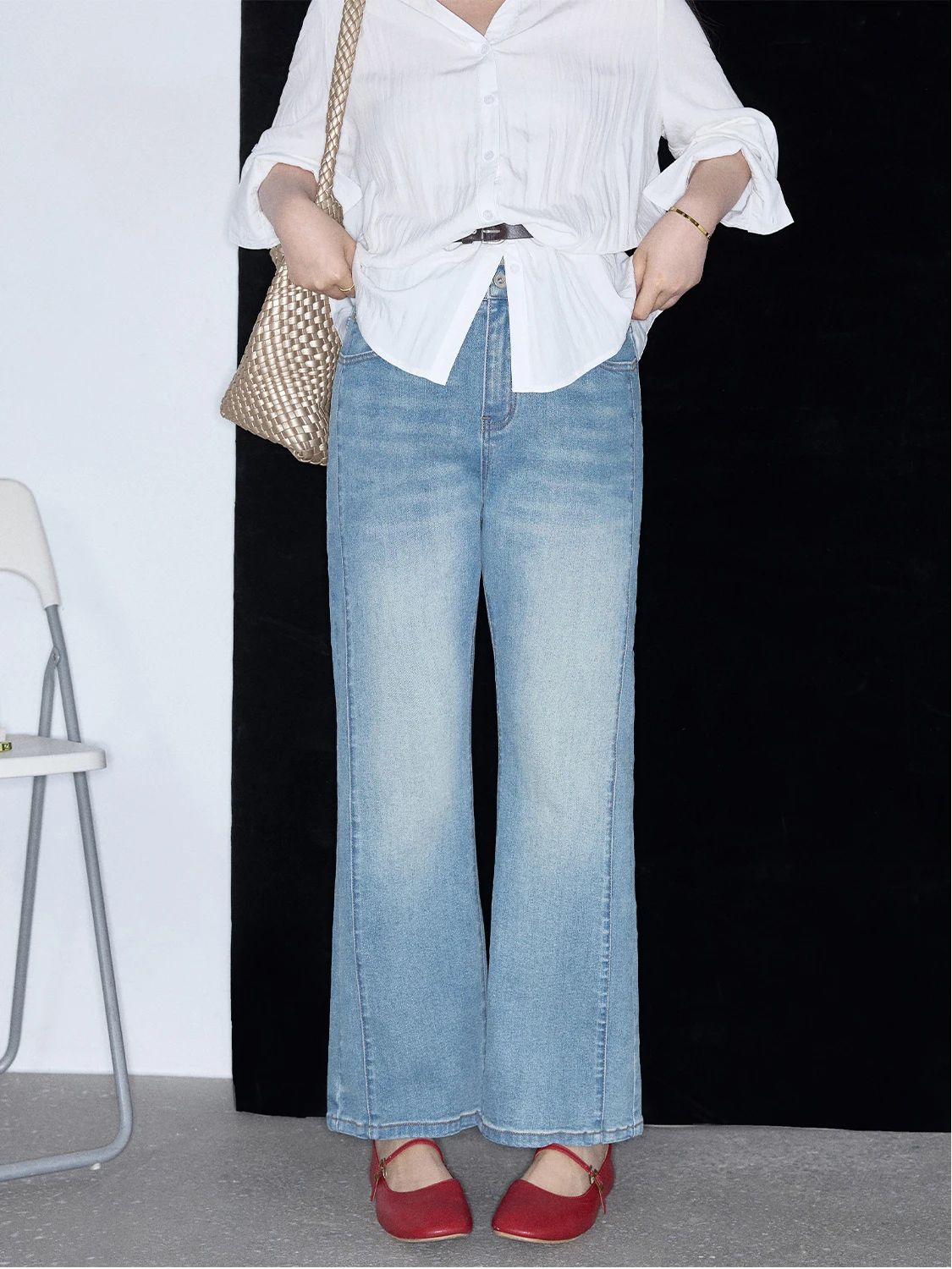 

Женские винтажные синие джинсы прямого кроя больших размеров с высокой талией, повседневные, удобные, стройнящие, укороченные, из денима, для полных женщин