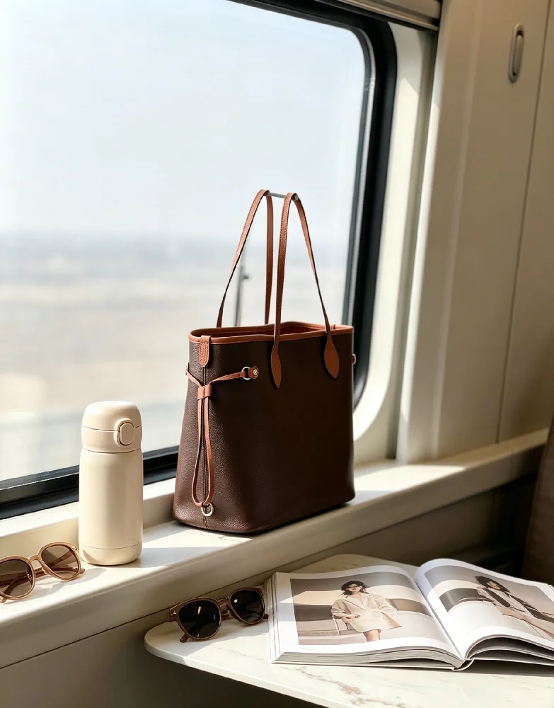 Elegante Damenhandtasche im Street-Designer-Stil, Mix-Style PU-Leder Schultertasche, einzigartige Metallschnalle, Umhängetasche, mehrschichtige Aufbewahrungstaschen für elegante Street-Outfits,