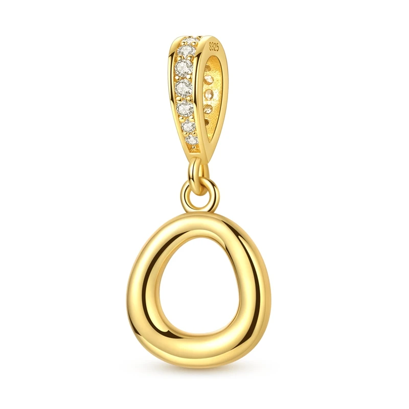 

925 Sterling Silver Golden Letter O Charms Fit Original 925 Bracelet Making Gift for Woman Jewelry Diy Fashion Pendant