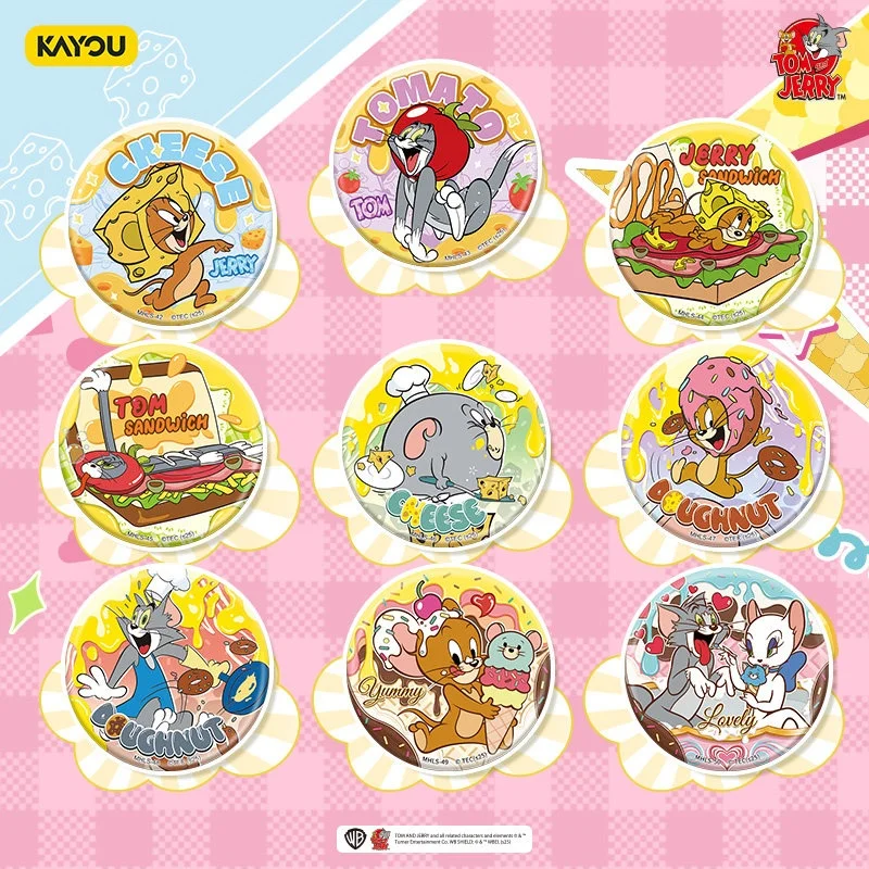 KAYOU Tom and Jerry Cute Partner Series Tinplate Button Badge Official Anime Brooch Pin Collectible Character Accessory Gift