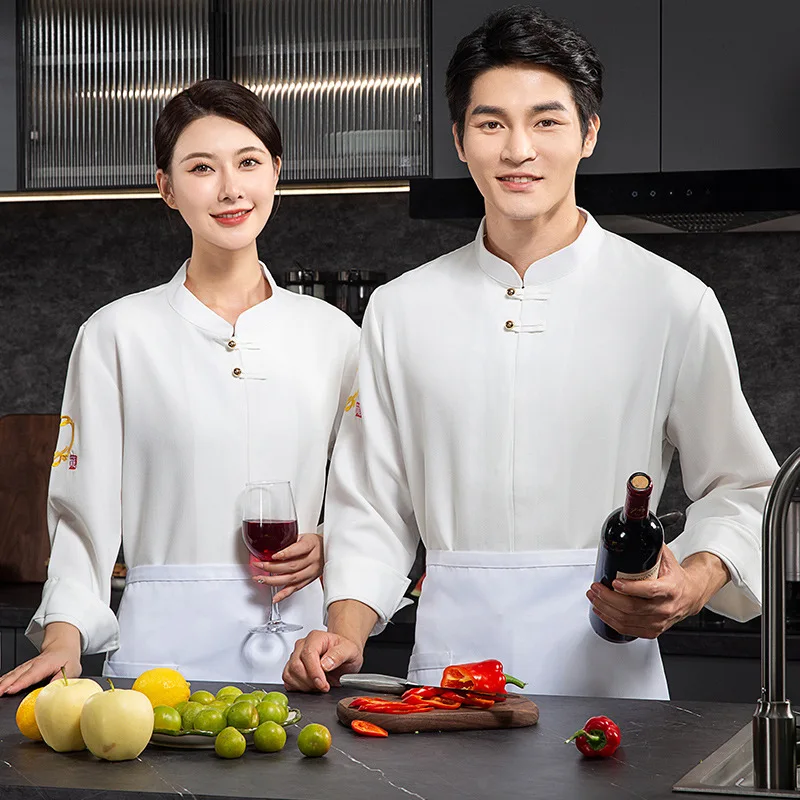 

Эластичная униформа шеф-повара в китайском стиле, костюм Тан, рабочая одежда для шеф-поваров для китайских ресторанов, отелей и кухонь гостиниц.