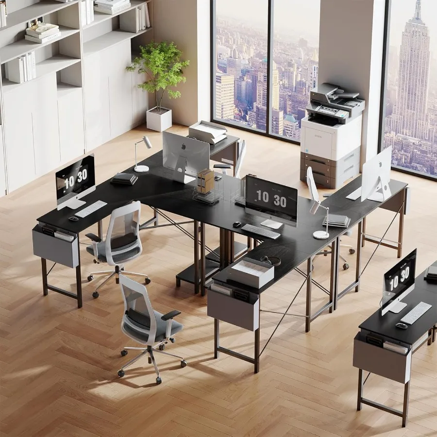 طاولة ركن ألعاب الكمبيوتر المكتبي على شكل حرف L مقاس 50 بوصة للمكتب المنزلي ومحطة عمل للعمل والكمبيوتر الشخصي مع حقيبة تخزين جانبية وحدة المعالجة المركزية St #5