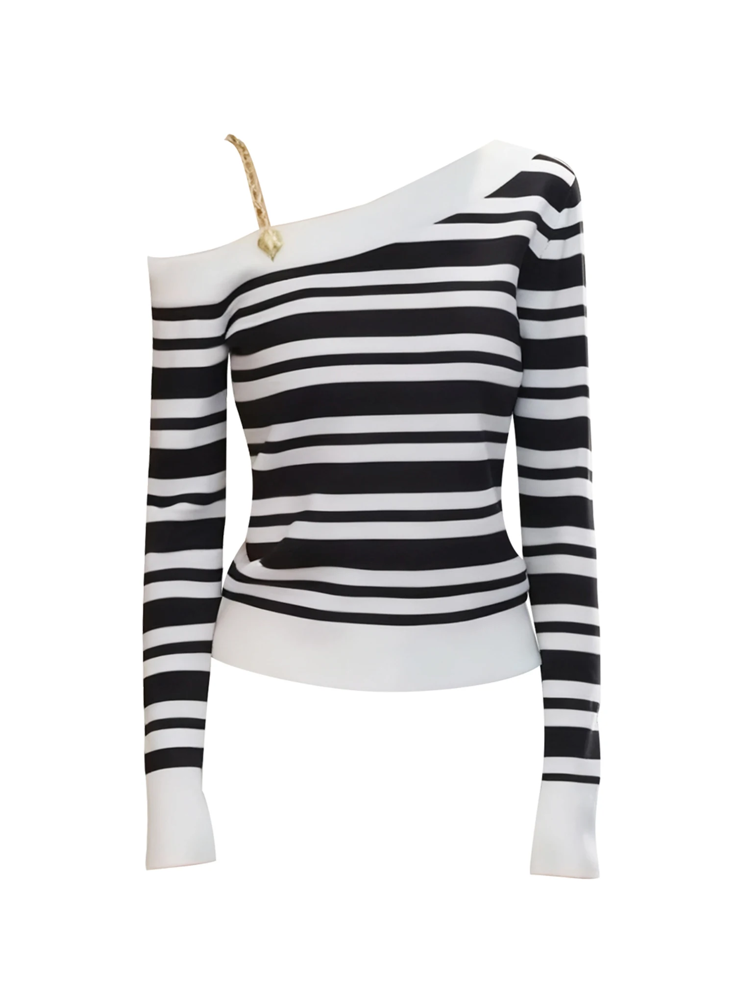 

Women Black White Striped T-shirt Vintage Aesthetic Harajuku Gyaru Y2k 2000s Tee Top Long Sleeve T-shirts Clothes Spring Autumn