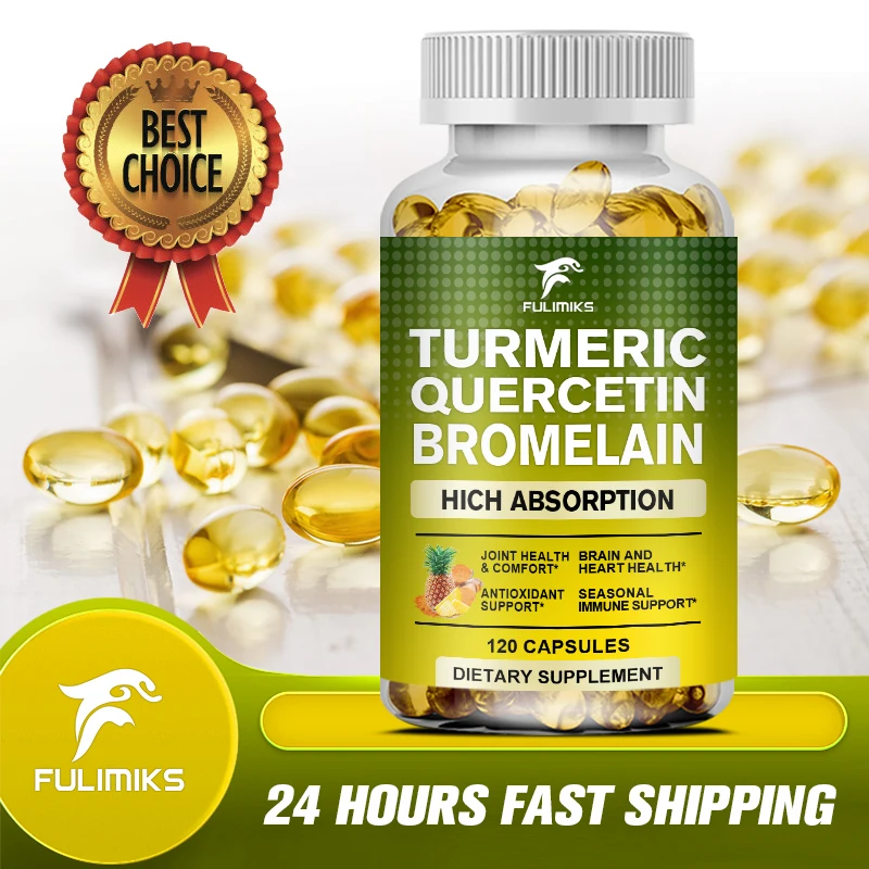 

Turmeric Curcumin, Quercetin, Bromelain and Black Pepper, Antioxidant, Immune Support and Joint Support Supplement Capsules