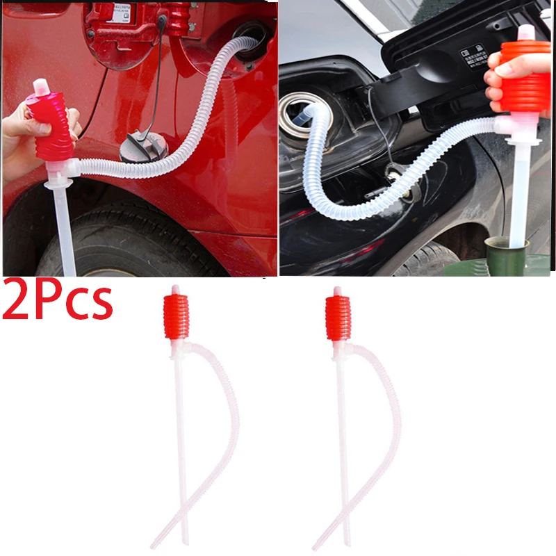 2Pcs Manual Siphon Suction Water Chemical Liquid Pump Truck Fuel Oil Gasoline Diesel Transfer Sucker  Hand Fuel Transfer Pump