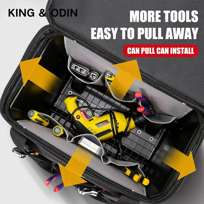 Professional Trolley for Tools Tool Box Organizer Waterproof 1680D Large Electrician Wheels Rolling Heavy Duty Trolley Tool Bag