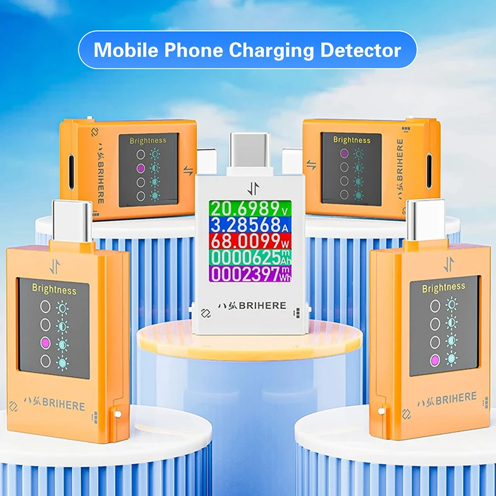 B10 DC 4,5-50V Typ-C Multifunktions-Spannungs-Amperemeter Leistungsmesser HD Handy Powerbank Kapazität Lade-Tester 600W 12A Max