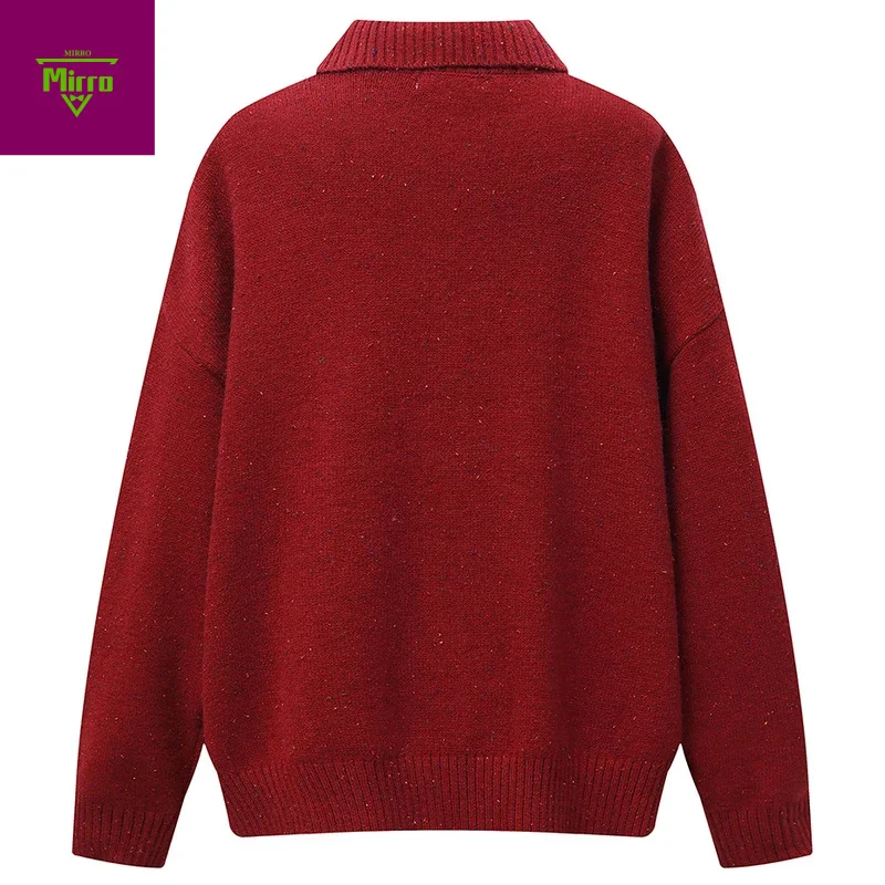 เสื้อสเวตเตอร์ลายการ์ตูนผู้ชาย สไตล์สตรีทแวร์ ฮาราจูกุ ฮิปฮอป ทรงโอเวอร์ไซส์ เสื้อไหมพรมถัก สวมหัว ลำลอง ทรงหลวม