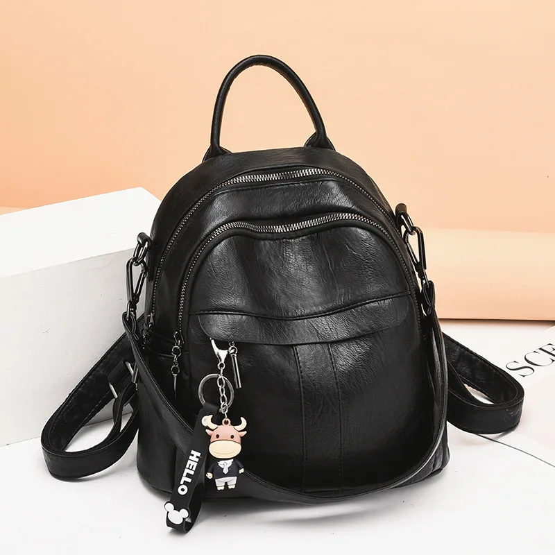 

Soft Leather Travel Small Backpack Large Capacity Dual Shoulder Women's Bag New Style Middle-Aged Lady Mom Single Shoulder Bag