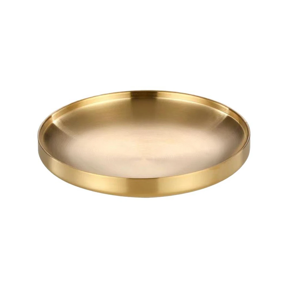 Gold Round Tray Double-layer Round Tray Double-layer Insulation Drop Resistance Non-slip Base For Dining Experience