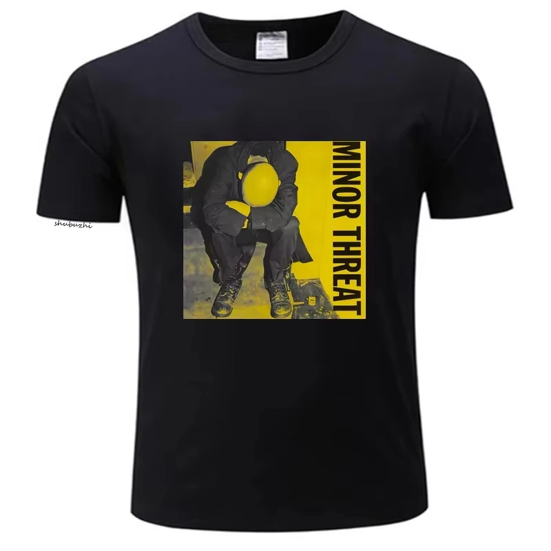 

MINOR THREAT YELLOW Мужская футболка Черная удобная футболка Свободная повседневная футболка с коротким рукавом Мужские футболки Модный стиль Мужская футболка