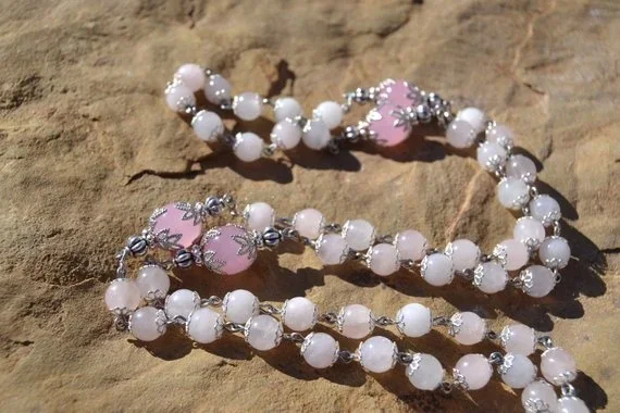 Heirloom Pink Rose Quartz Catholic Rosary