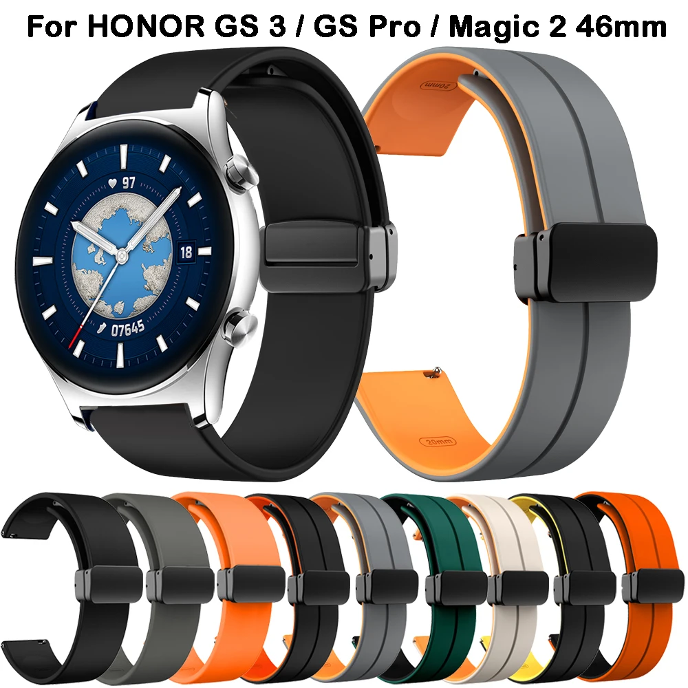 Replacement Band For HONOR Watch GS 3/GS Pro Magnetic clasp Silicone Strap For HONOR Magic Watch 2 46mm Wrist bands Bracelet