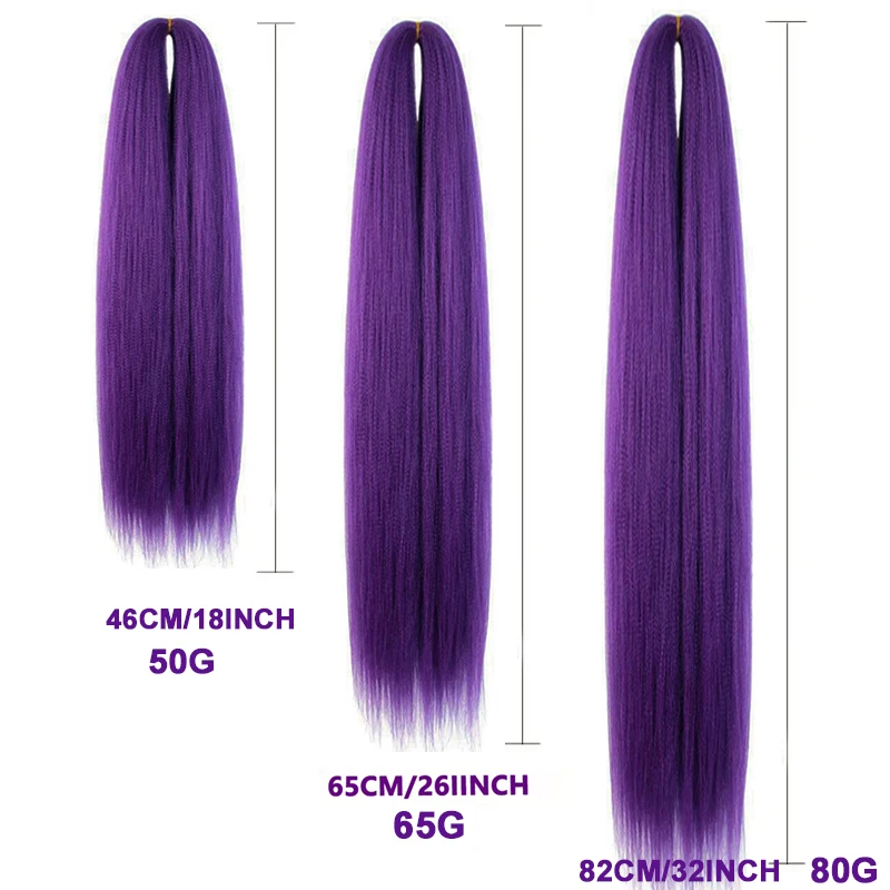 Purple Braiding Hair 18 26 32 Inch Braiding Hair Extensions for Braids Synthetic Braiding Hair Pre Stretched Yaki Texture