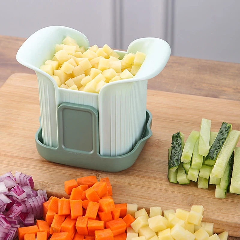 Multifunctional Plastic Vegetable Chopper Hand-Pressed Onion Dicer Cucumber Slicer Potato Cutter Food Contact Safe Kitchen