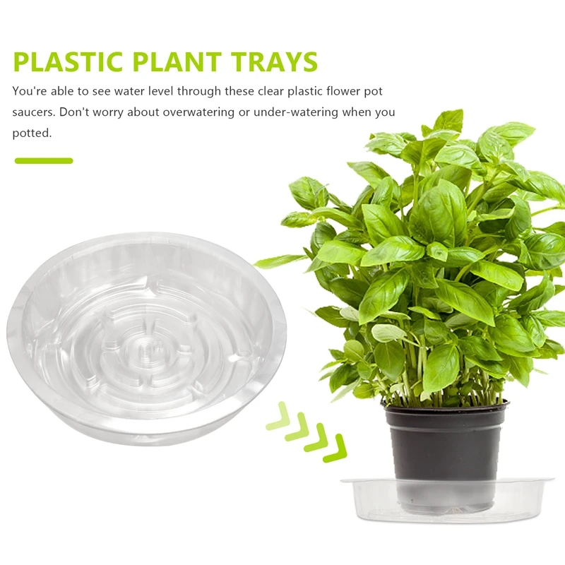 صواني تقطير بلاستيكية شفافة للنباتات الداخلية والخارجية ، صحن لعقد زهور عصارية ، وعاء زرع ، 8 بوصة ، 10 ~