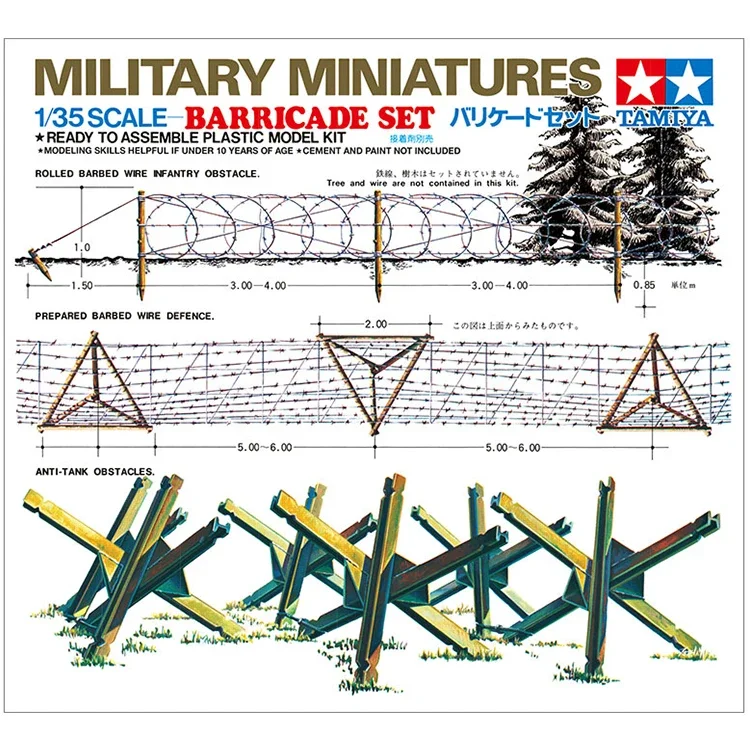 TAMIYA Scene Building Model Suite 35027 Barbwire infantry obstacle | Anti-tank obstacles  Barricade Set 1/35