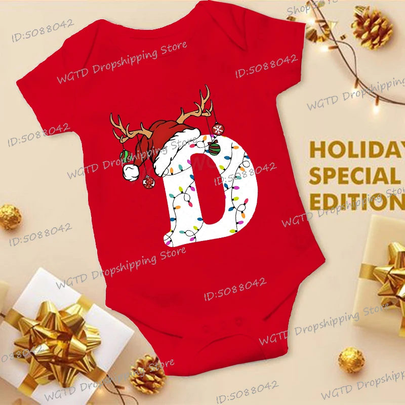 

0-24month Christmas Baby Clothing Short-sleeve Cartoon Christmas Letter Romper Toddler Girl Boy Cotton Bodysuits Infant Jumpsuit