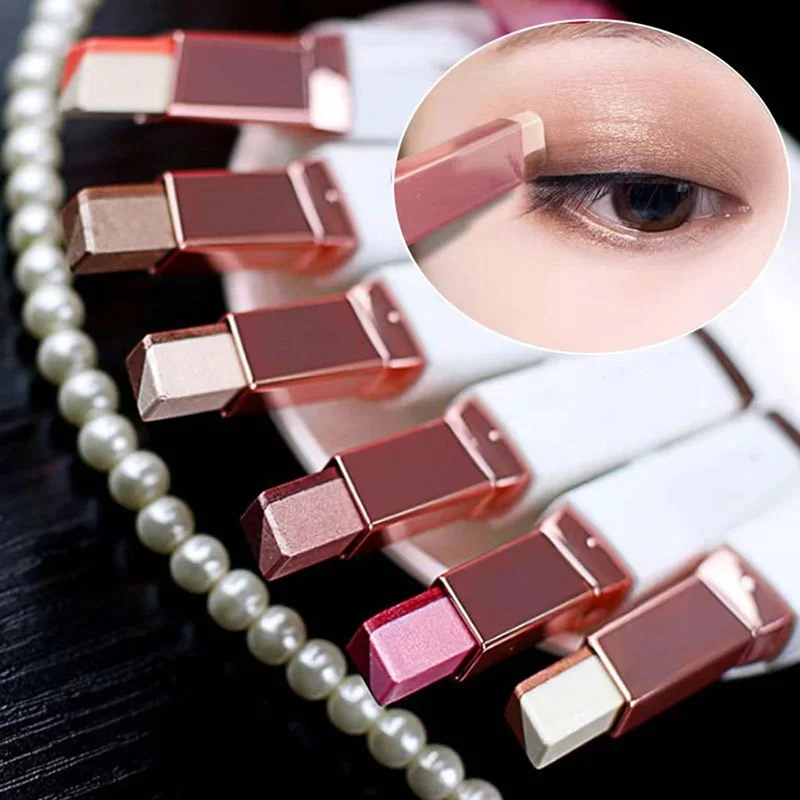 Zweifarbige Glitzer Lidschatten Stick matt Lidschatten Make-up wasserdicht zweifarbig schimmern Kosmetik Schönheit Make-up-Tool
