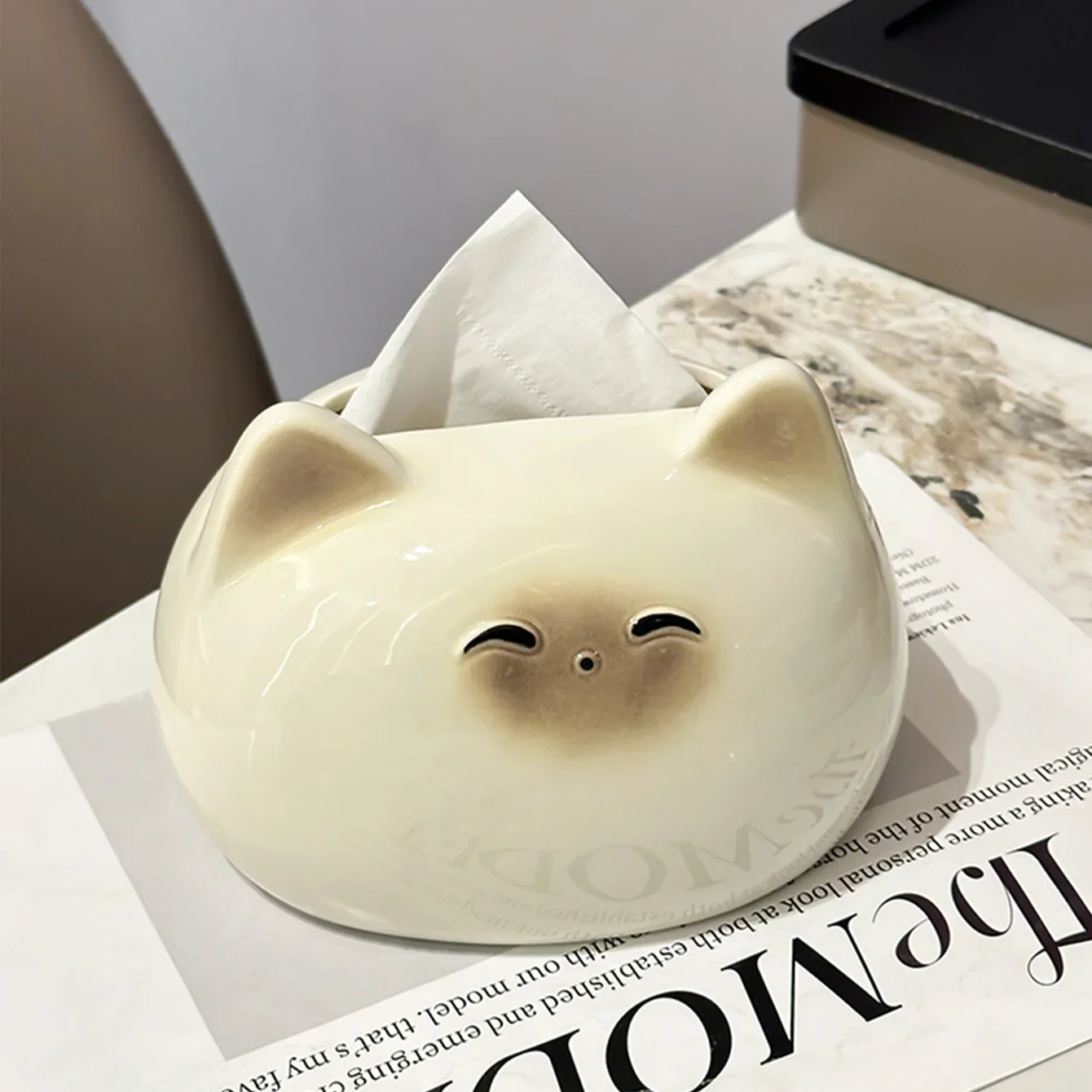 

Creative Ceramic Tissue Box High-End Paper Drawer Household Living Room Tissue Storage Desktop Tissue Holder Home Decoration