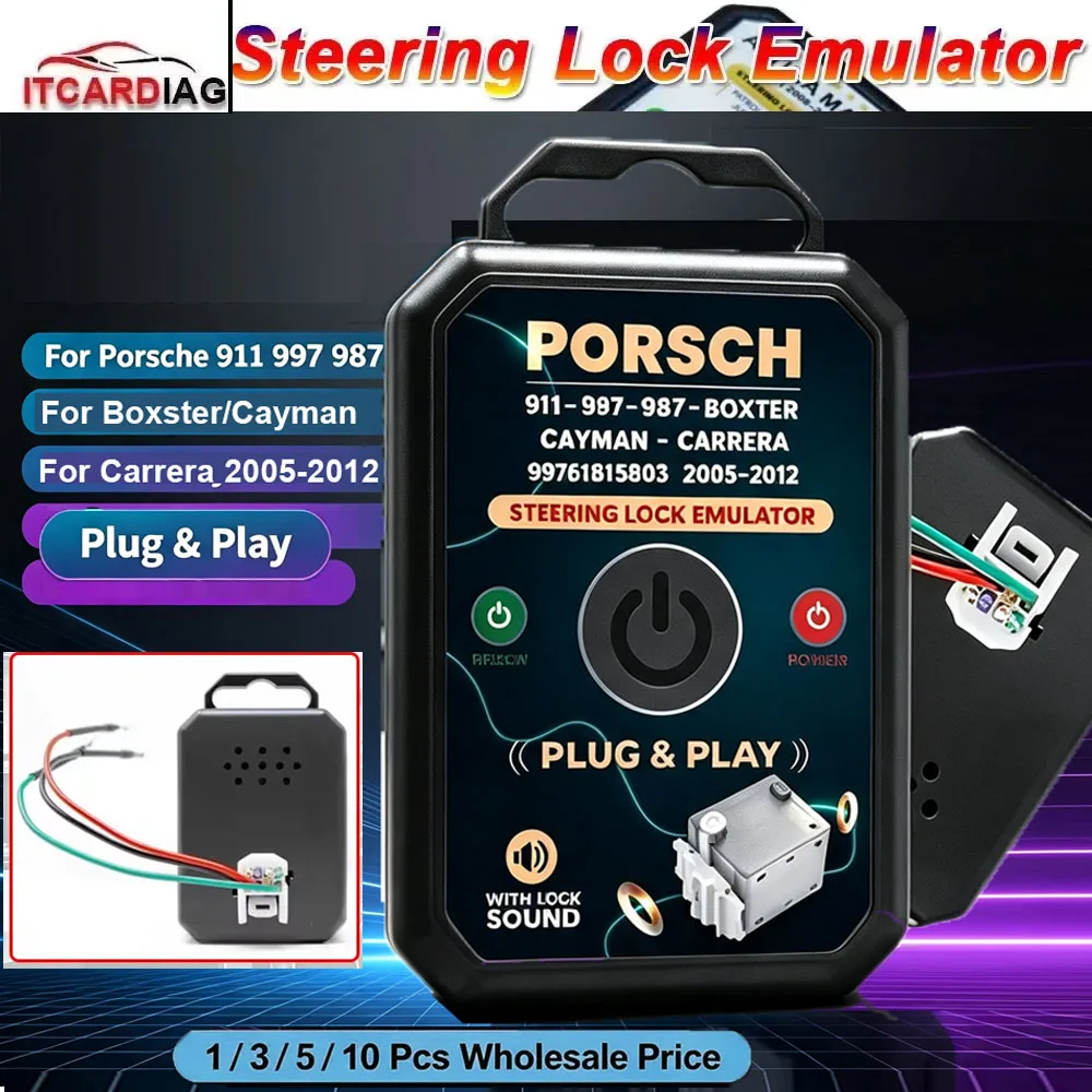 For Porsche 911 997 987 Steering Lock Emulator No Programming Required Simulator for Boxster Cayman Carrera 2005-2012 with Sound