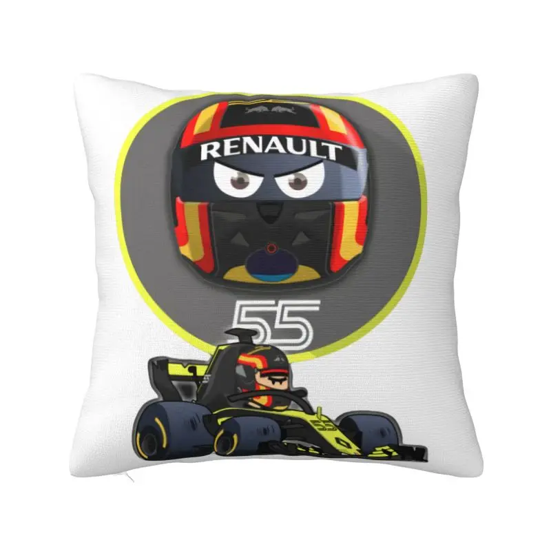 Custom Carlos Sainz 55 Formula Racing Driver Modern Throw Pillow Covers Sofa Cushion