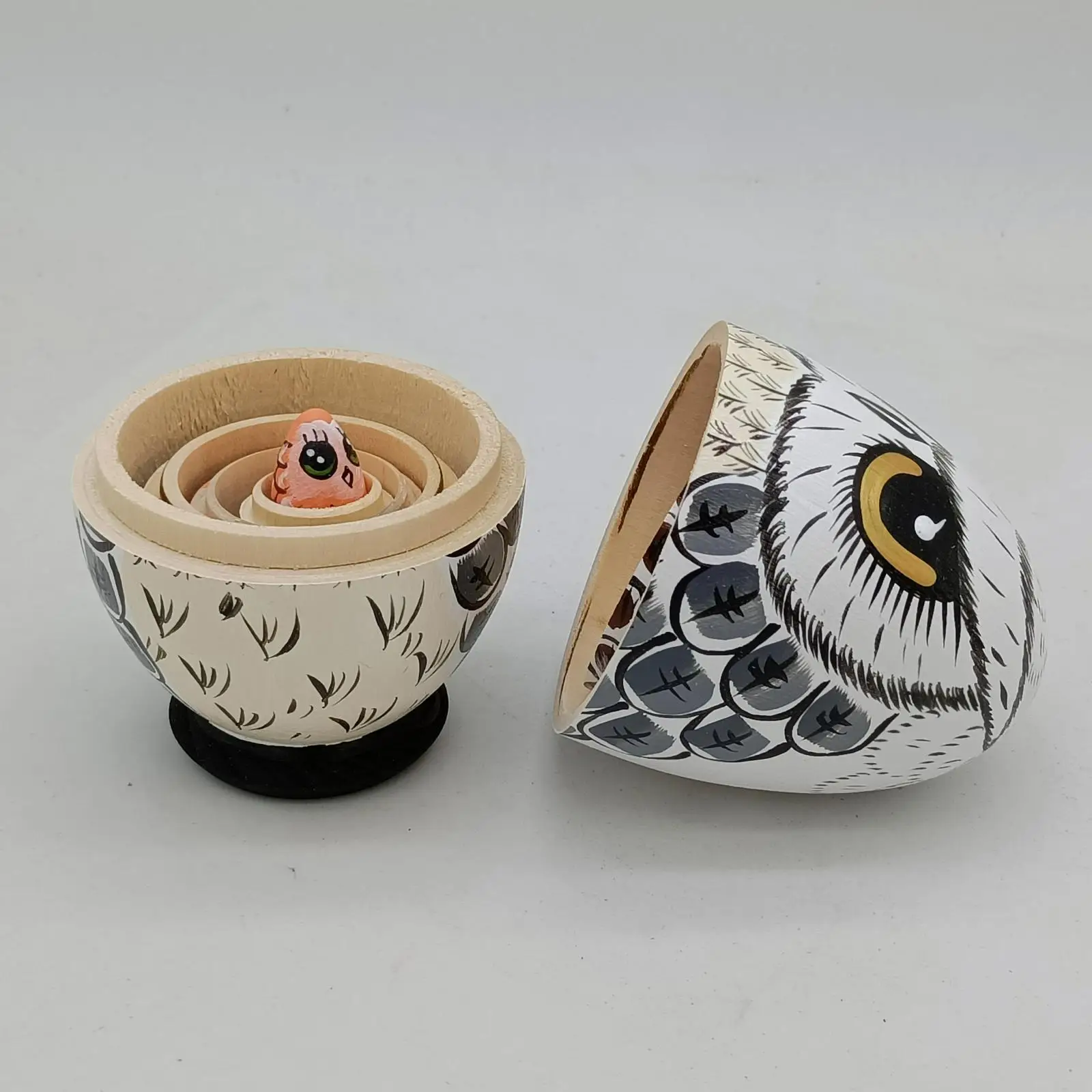 Russian Wooden Matryoshka Dolls 5 Piece Owl Handpainted Stacking Nesting Toys for Children Christmas Gift Craft Art Decor