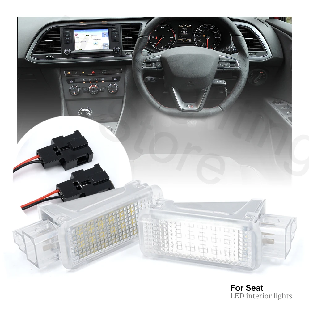 2Pcs LED Luggage Compartment Light Interior Boot Trunk Footwell Glove Box Lamps Lamp For Seat Ibiza Leon 2020 2021 Toledo Arona