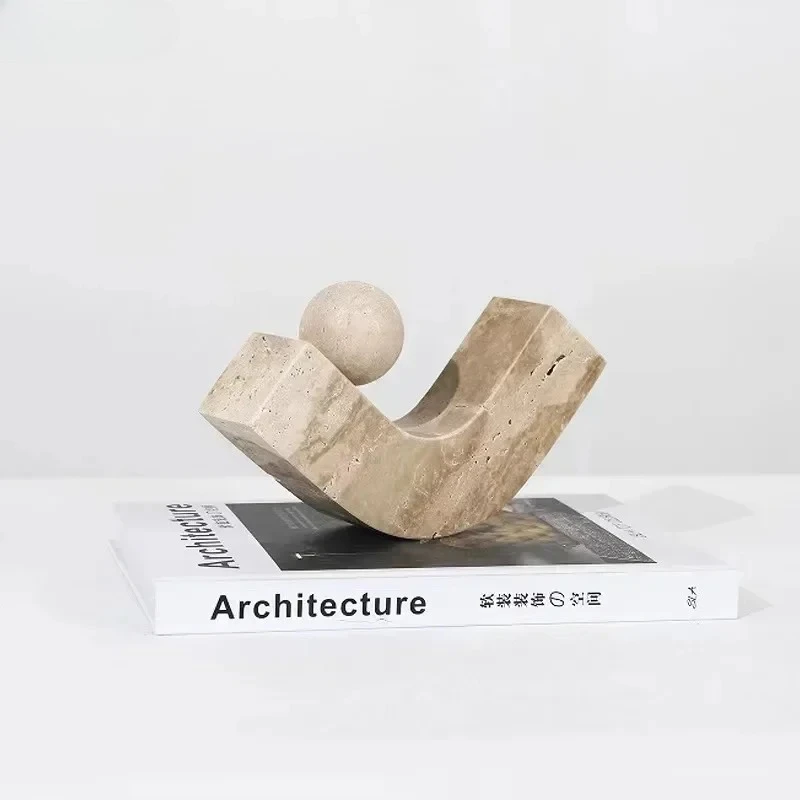 Geometric Arc Natural Stone Ornaments Modern Crafts Desk Decoration Creative Geometry Artwork Statue Room Aesthetics Decor