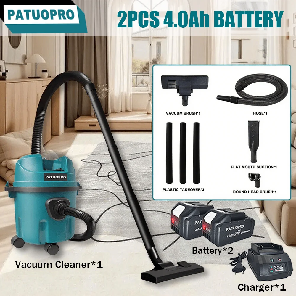 Беспроводной пылесос для влажной/сухой уборки, 10 л, пылесборник для пола, автомобиля, шерсти домашних животных, многофункциональные чистящие средства для батареи Makita 18 В