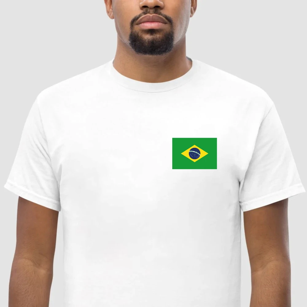 HX Brazil Flag T-shirts Motherland Sticker Printed Tees Black White Cotton T Shirts Adult Teens Summer Short Sleeve Shirts